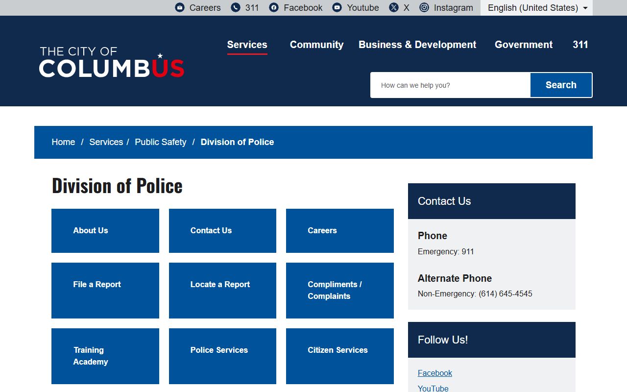 Columbus background check police records page