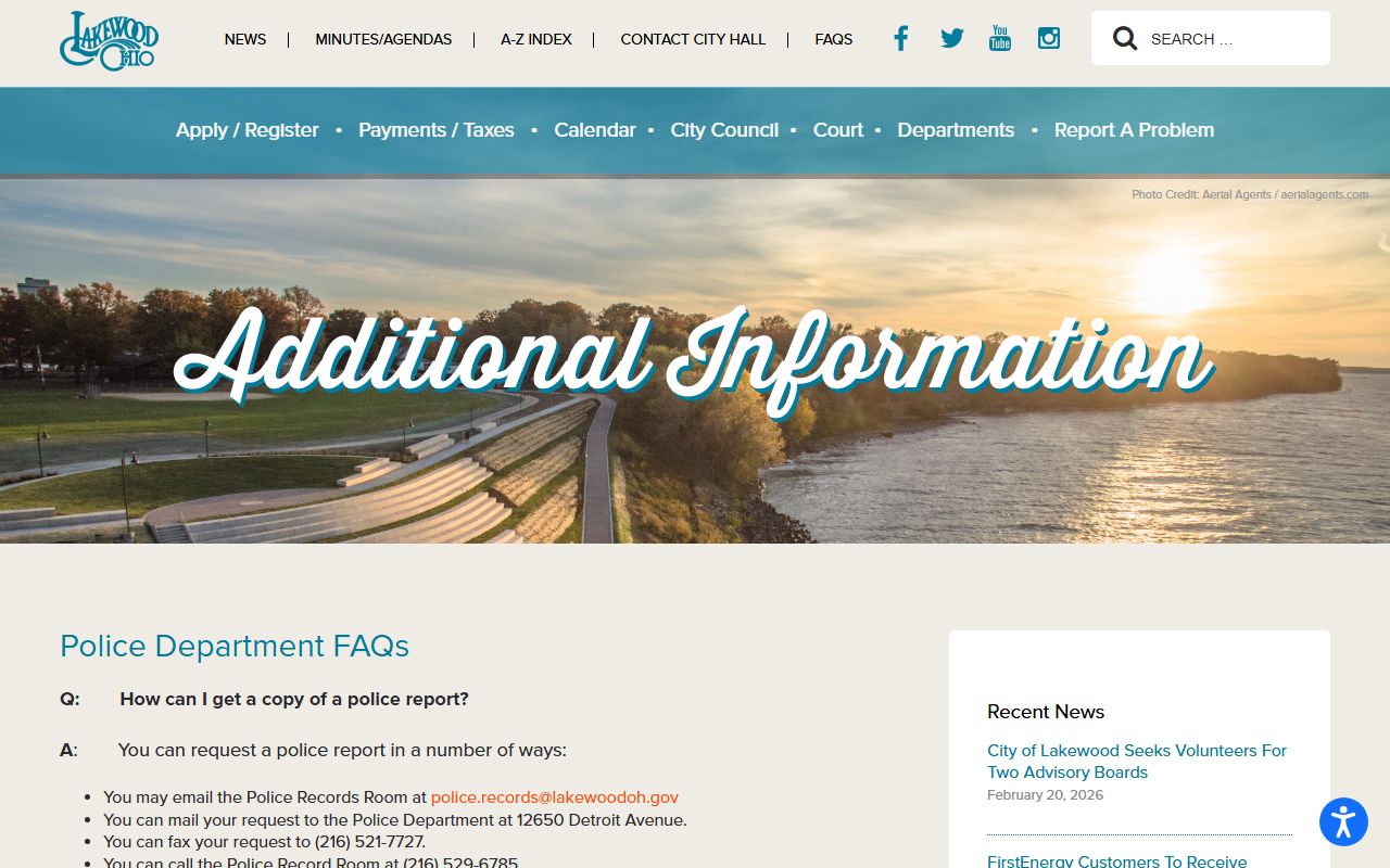 Lakewood background check police department website