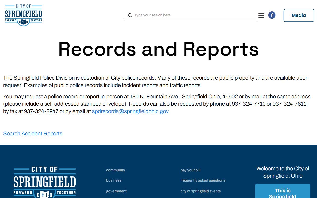 Springfield background check records and reports page