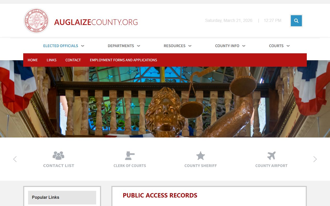 Auglaize County Clerk of Courts public records portal for background checks