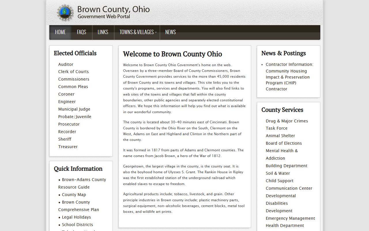 Brown County Ohio background check resources website