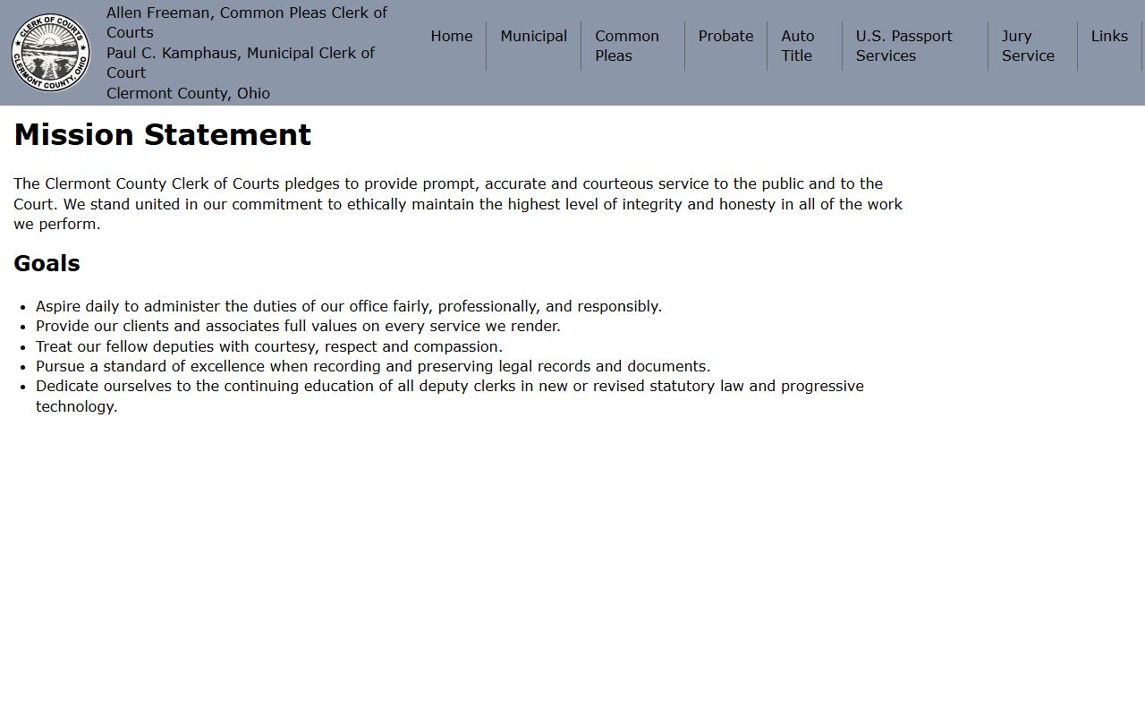 Clermont County background check Clerk of Courts