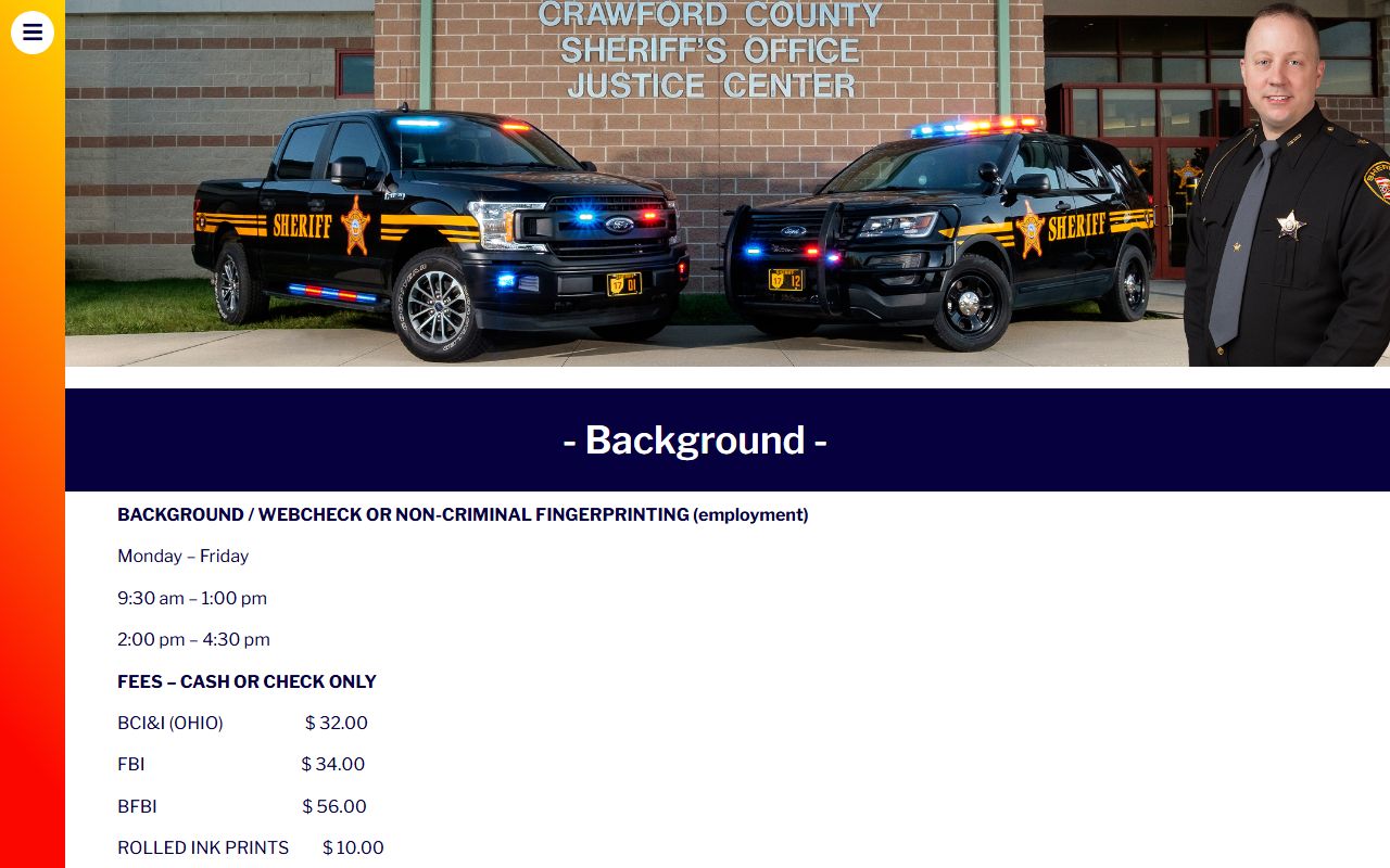 Crawford County background check sheriff's office WebCheck