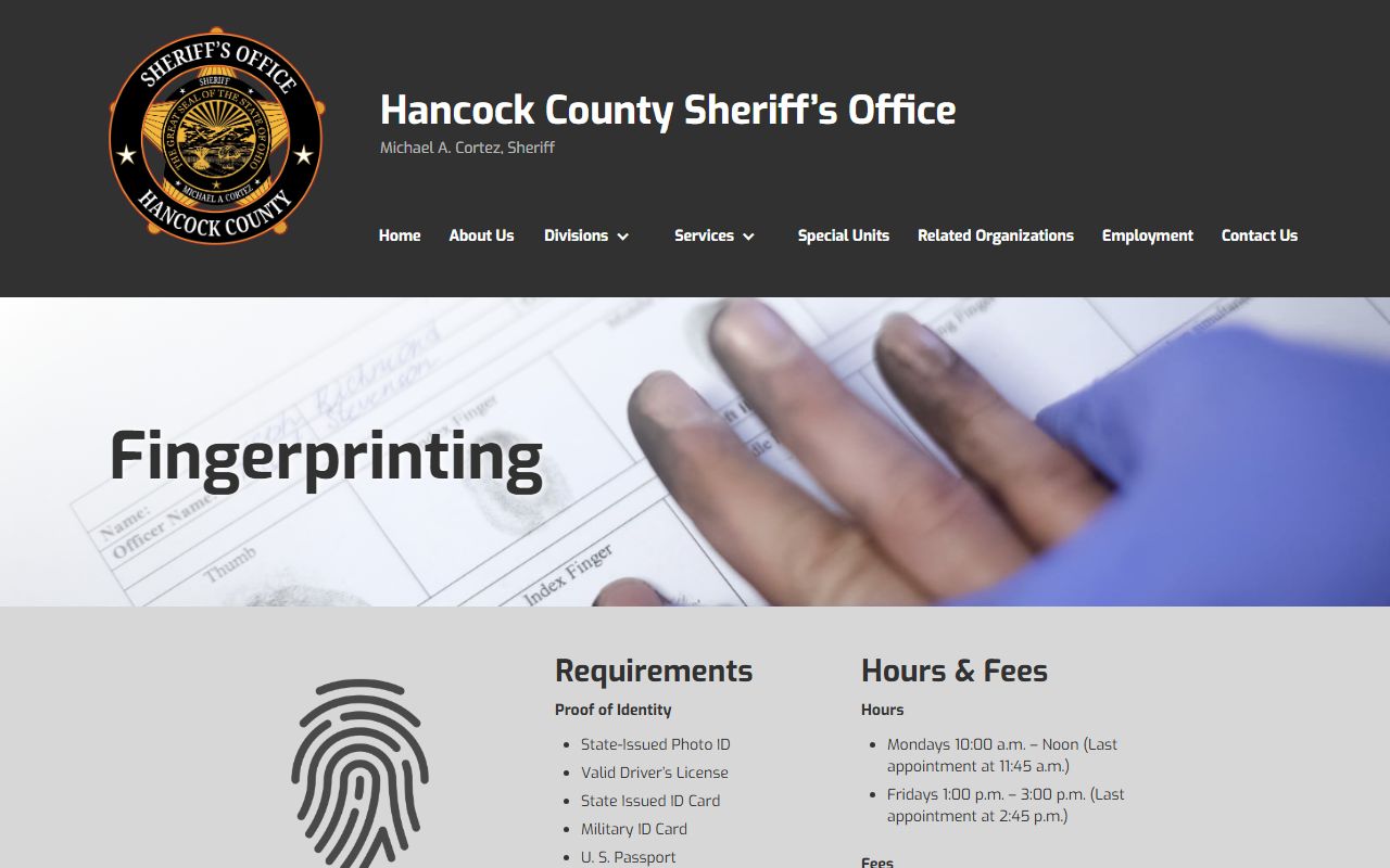 Hancock County background check fingerprinting services