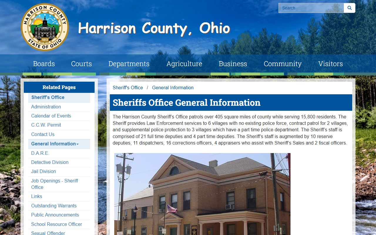 Harrison County Sheriff's Office FAQ page for background check records