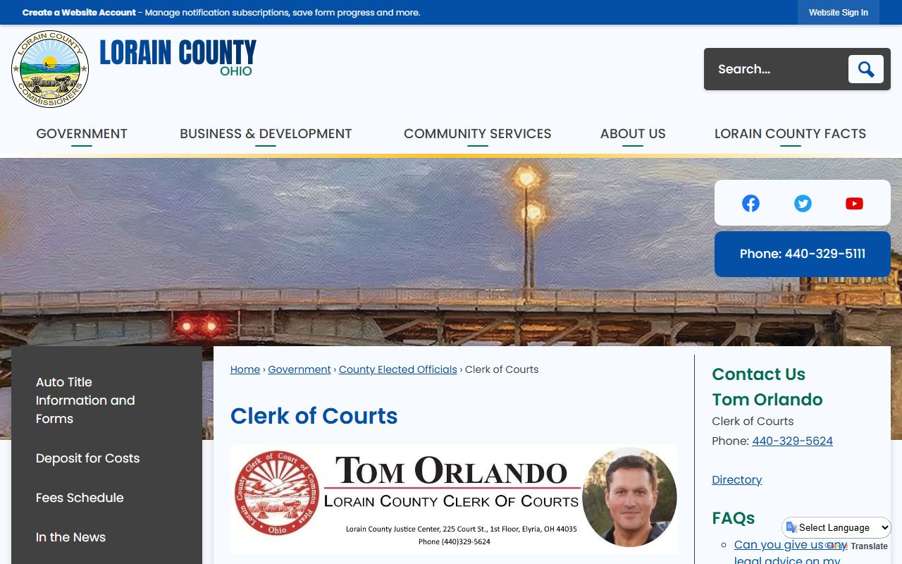 Lorain County Clerk of Courts background check records portal