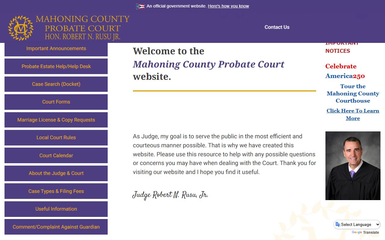Mahoning County Probate Court background check requirements