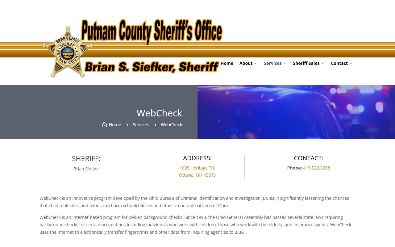 Putnam County Sheriff Office WebCheck background check services