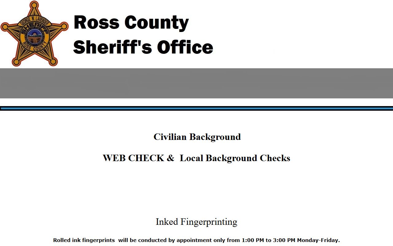 Ross County Sheriff Office background check services