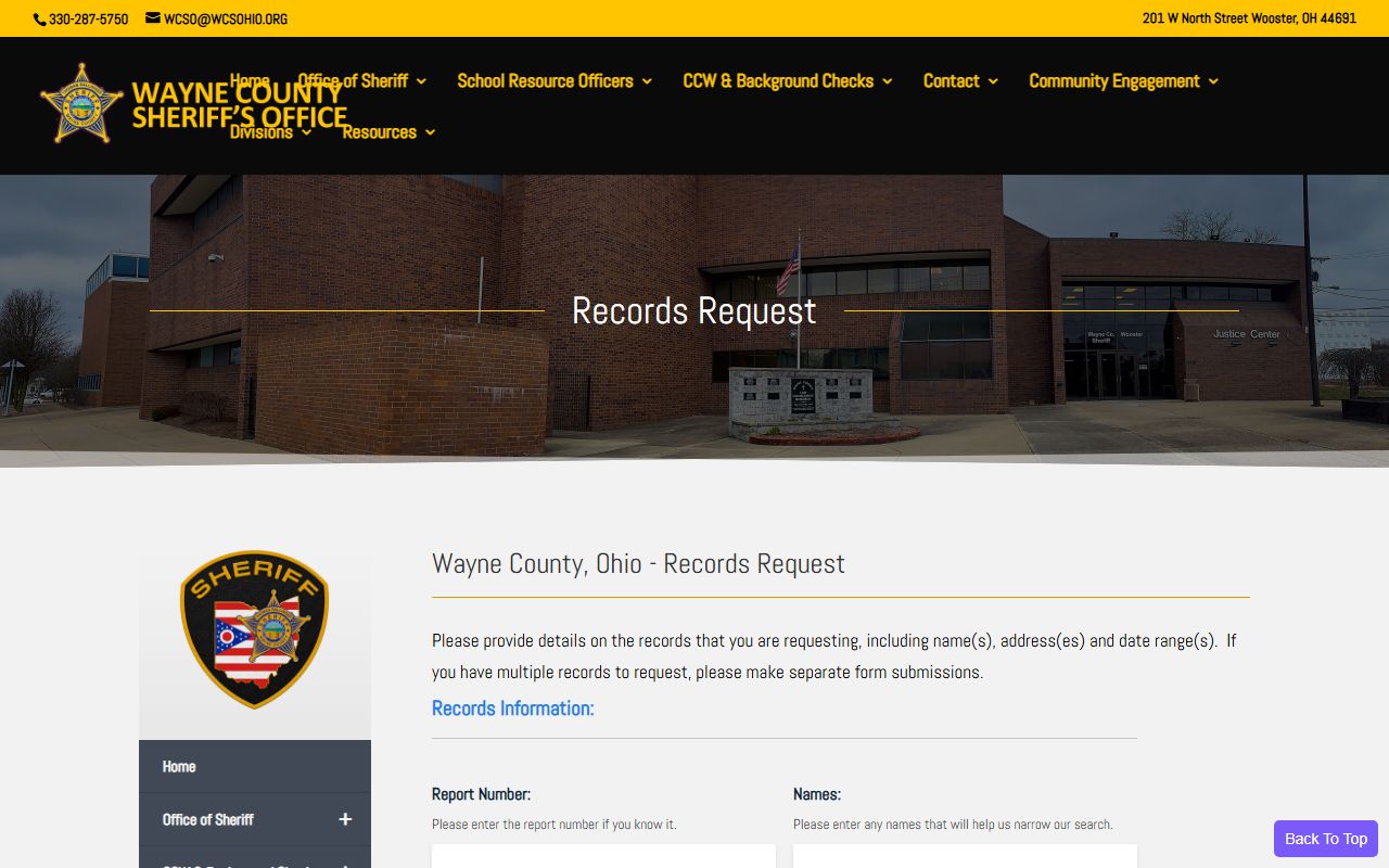 Wayne County Sheriff background check services