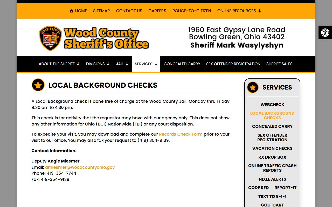 Wood County local background check free records service