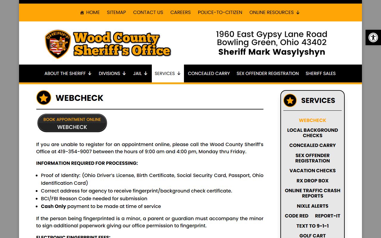 Wood County Sheriff's Office WebCheck background check services
