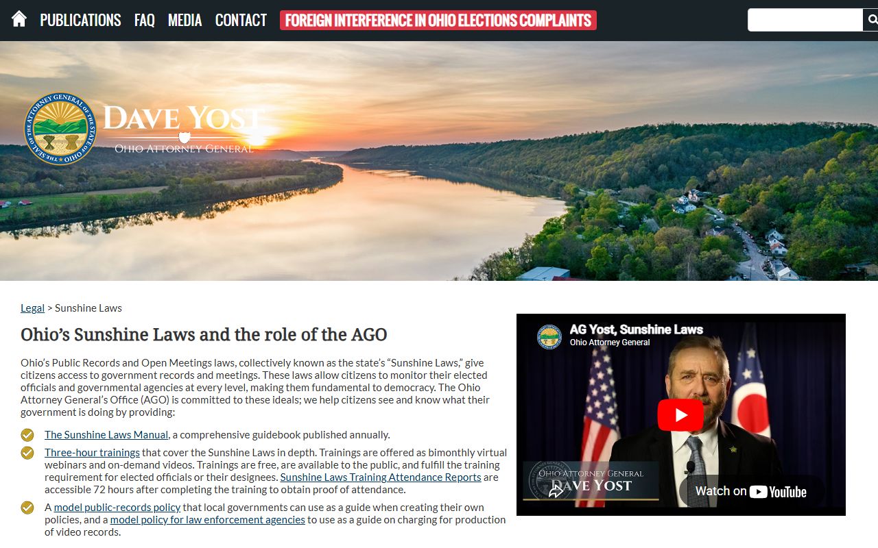 Ohio background check Sunshine Laws public records access