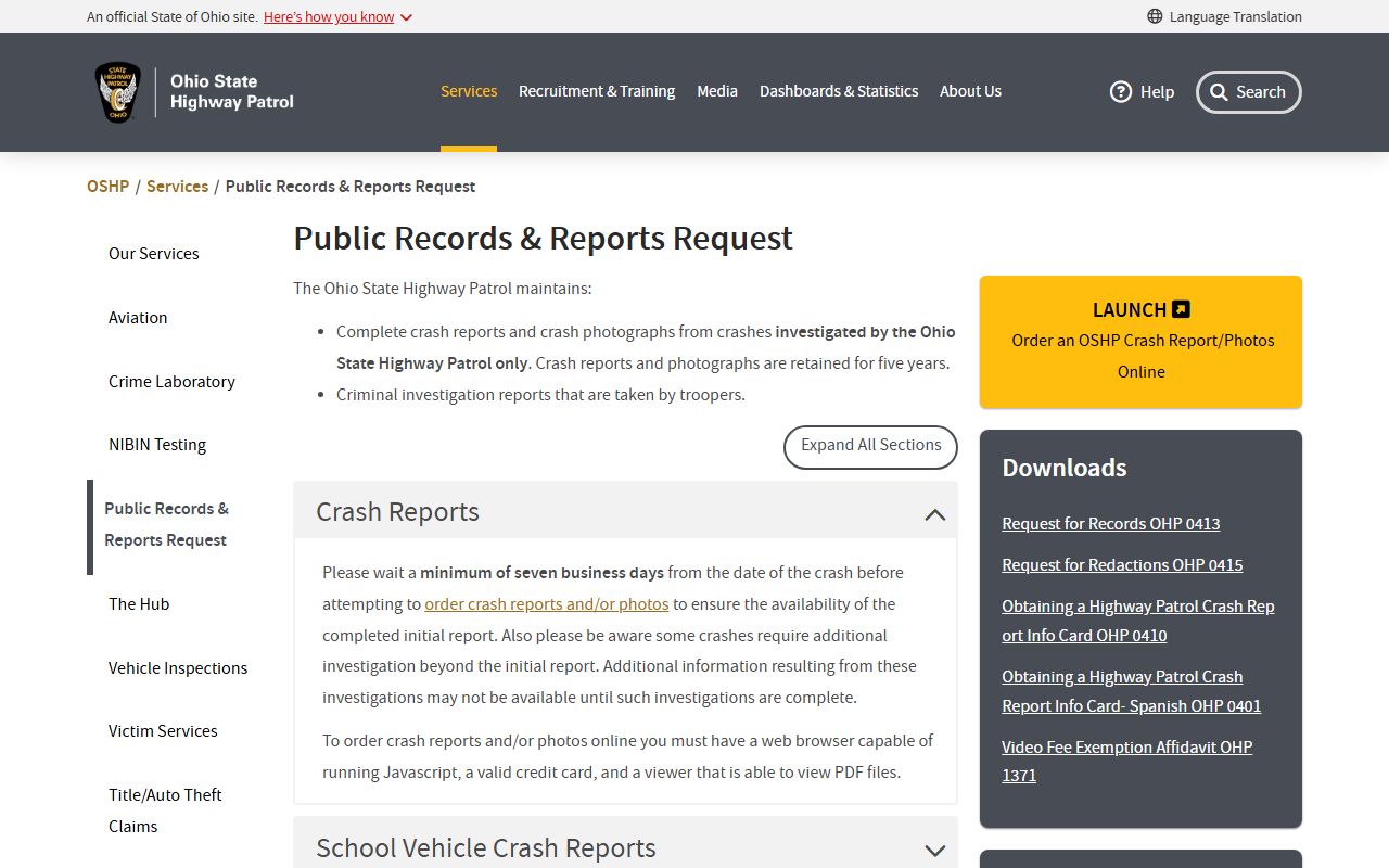Ohio background check State Highway Patrol public records